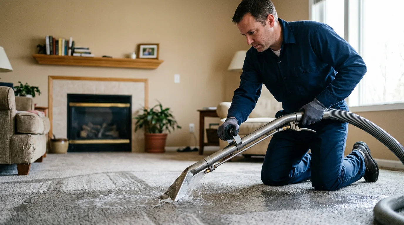 Water damage restoration technician working near Apple Springs, TX